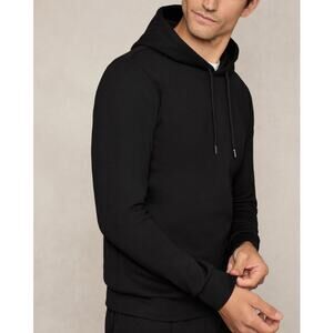 Reiss Black Fabien Long Sleeve Premium Interlock Jersey Hoodie Size M